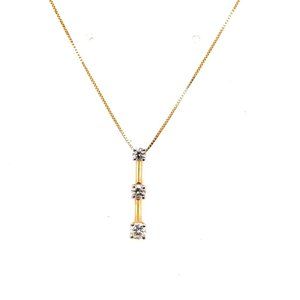 3 Diamond Journey Pendant 14K Yellow Gold Necklace (0.33CTW)